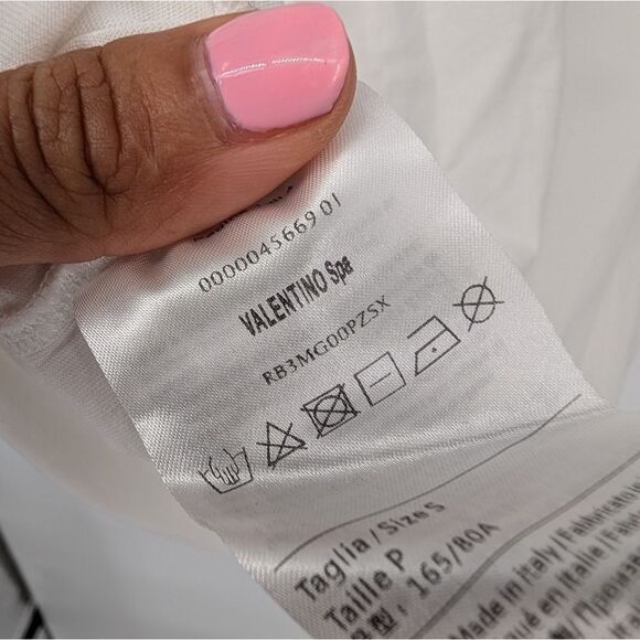 Valentino White and Blue Short Sleeve Tee with Graphic Print - Picture 5 of 5